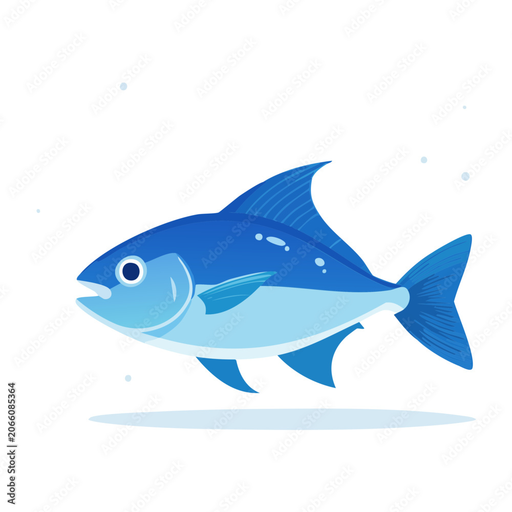 Obraz premium Blue fish illustration in flat design style