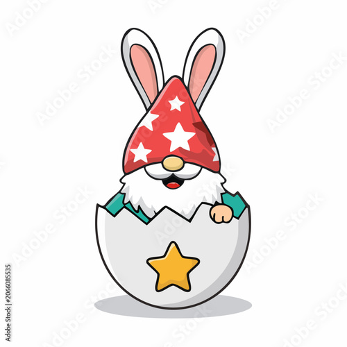 Cute Gnome in Easter Egg with Bunny Ears