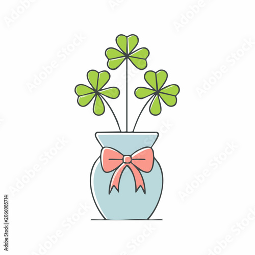 Three Leaf Clover in a Vase with a Bow