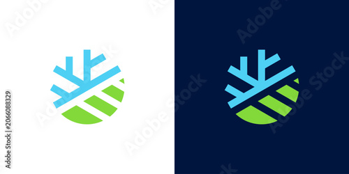 logo design combining leaf and snow, design vector symbol icon idea