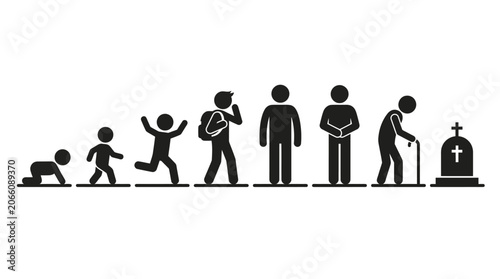 Photos Silhouette of Human Life Cycle from Infancy to Old Age and Death