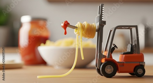 Refreshing lemonade drink with miniature forklift concept