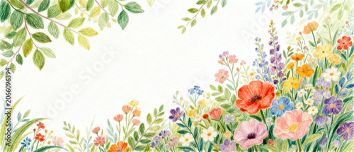 Whimsical Botanical Garden Watercolor Art