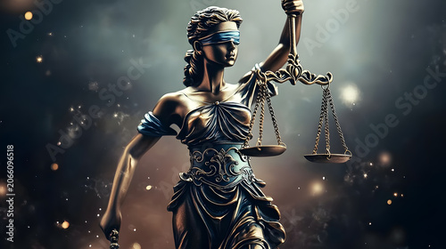 Bronze Justice statue in courthouse
