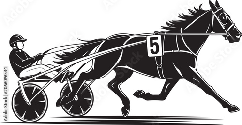 Schilderij op canvas Harness racer driving a sulky horse racing