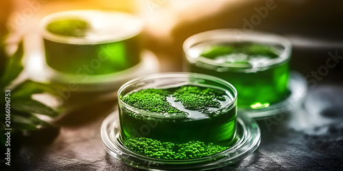Algae research in petri dish samples