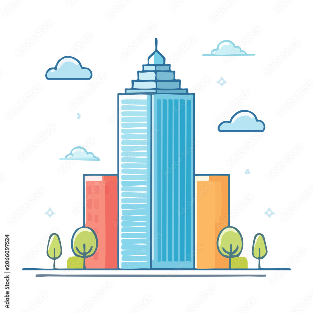 Fototapeta premium Flat design skyscraper bar chart vector