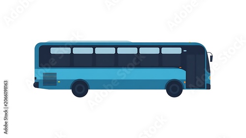 An illustration of a blue bus on a white background