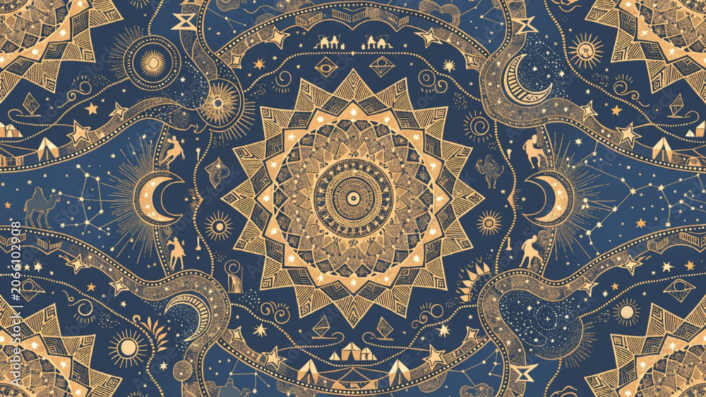 Fototapeta premium nomadic celestial design mandala vector background 