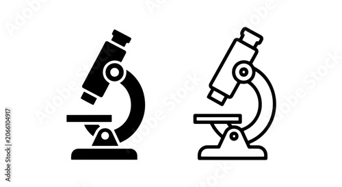 Принти на полотні Science microscope icons set in solid and linear style with microscope, research
