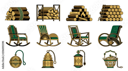 Collection of wooden furniture and accessories