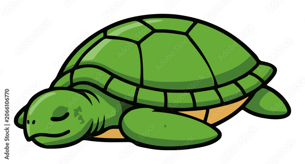 Obraz premium Green sea turtle sleeping peacefully vector icon. Generative AI