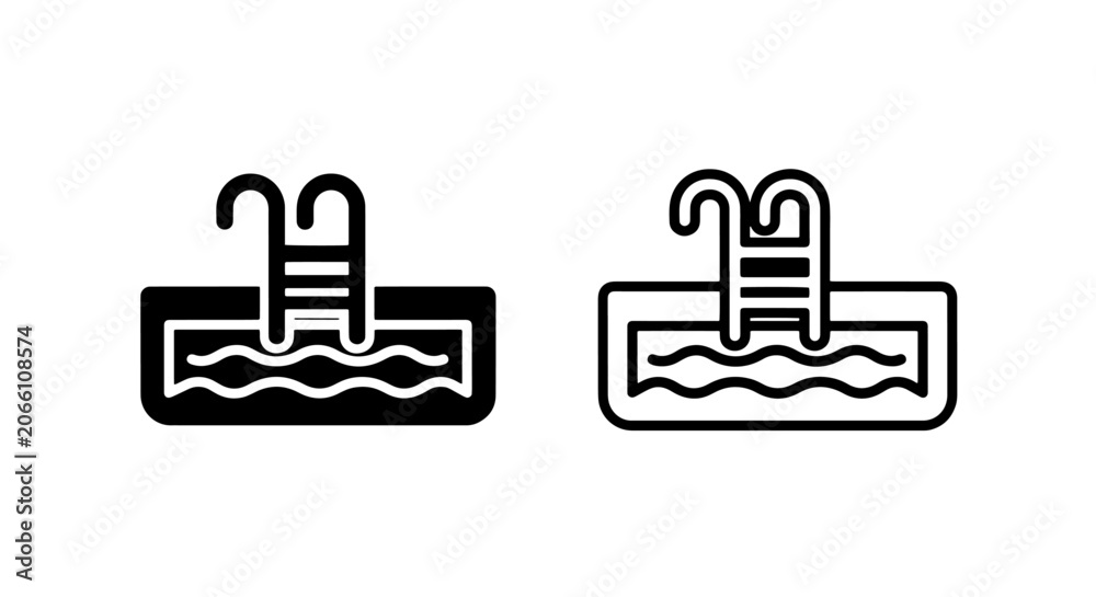 Obraz premium Minimal swimming pool icon with ladder swimming illustration recreation