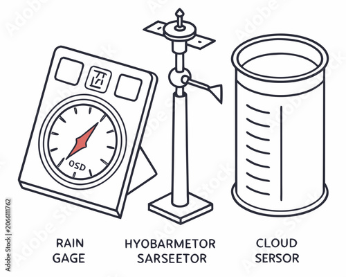 Fotografía Rain gage hyobarmetor sarseetor and cloud sensors.