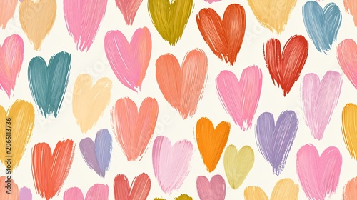 Pastel Brushstroke Hearts on Neutral Background Sea