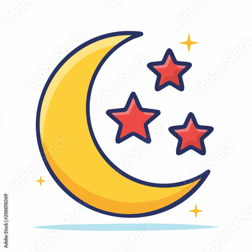 Crescent Moon and Stars Icon