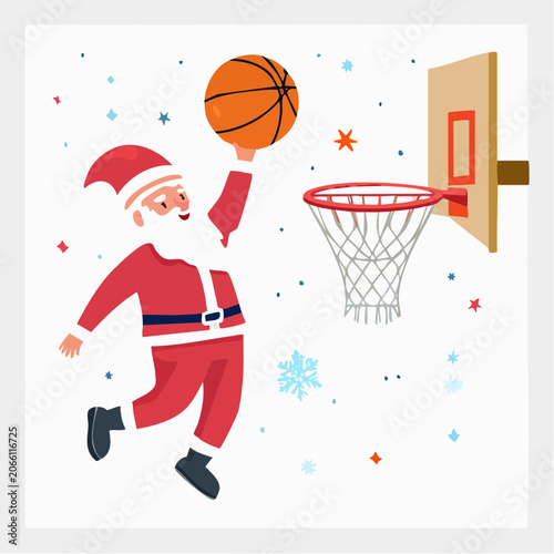 Santa Claus Playing Basketball