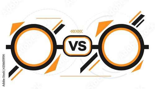 Abstract comparison symbol between two circles.