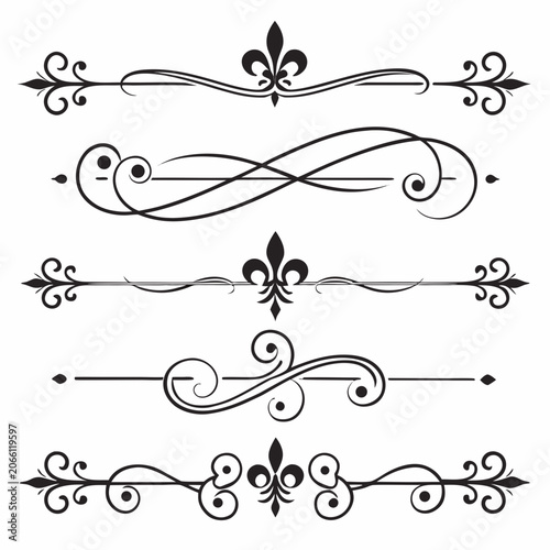 Bild auf Leinwand Vintage flourish dividers for wedding invitations.