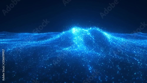 Abstract blue energy wave dynamic light and particle visualization
