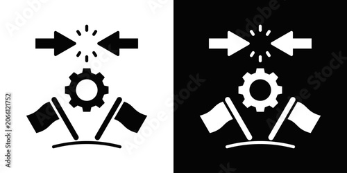 Bild auf Leinwand National Interest Clash Icon White And Black Background Style