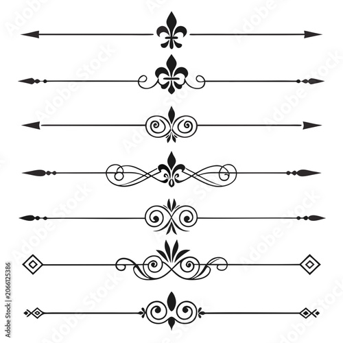 Set of ornate vintage decorative horizontal rules.