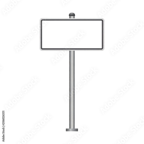 A blank rectangular sign mounted on a slender pole