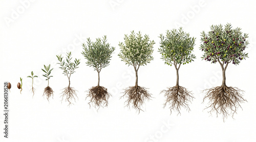 Olive tree growth stages.