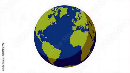 Earth Globe Illustration: A stylized illustration of the Earth, showcasing continents and oceans in vibrant green and blue, evoking a sense of global connection and environmental awareness.