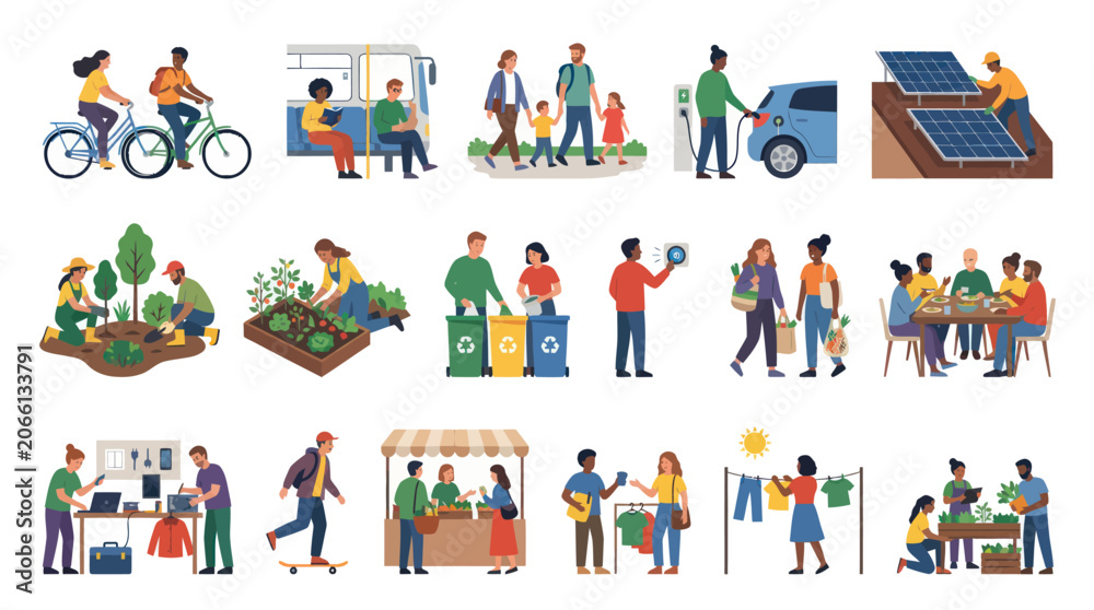 Fototapeta premium Diverse People Engaging in Eco-Friendly Activities and Sustainable Lifestyles