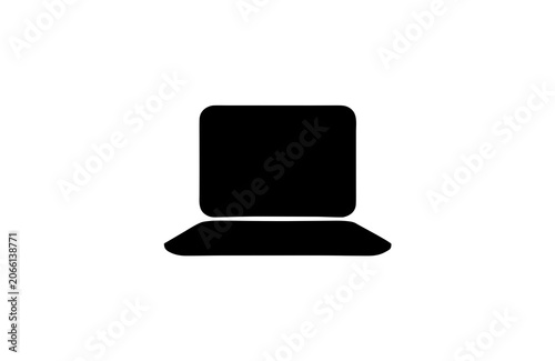 Isolated Black Silhouette of Laptop on White Background – Computer Vector Illustration