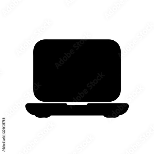 Isolated Black Silhouette of Laptop on White Background – Computer Vector Illustration