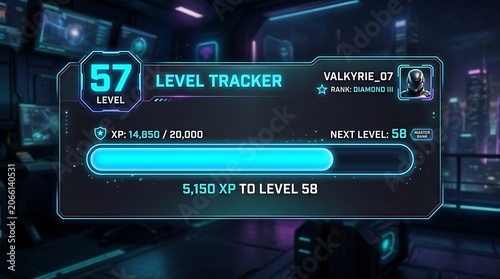 Level tracker progress bar interface screen.
