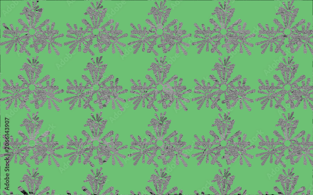 Obraz premium Seamless floral pattern featuring stylized grey flower motifs on a solid light green background for elegant textile design