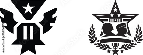 Schilderij op canvas Veterans Day icon, patriotic military appreciation and national holiday vector symbol