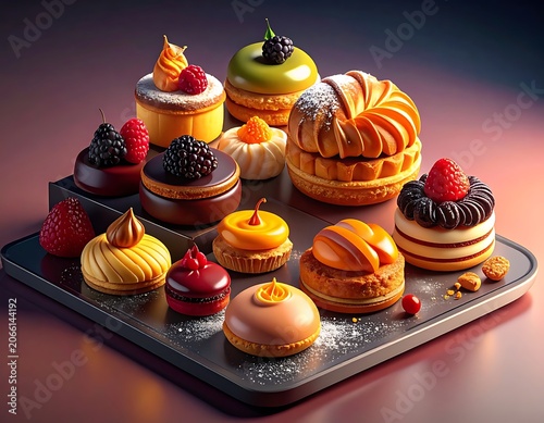 A tray of assorted sweet pastries and desserts