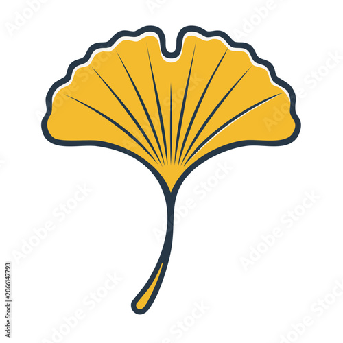 Yellow Ginkgo Leaf Vector Icon