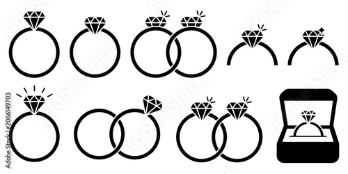 Photos Set of diamonds line in a flat icons style