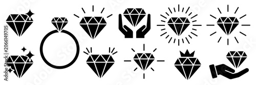 Photos Set of diamonds line in a flat icons style