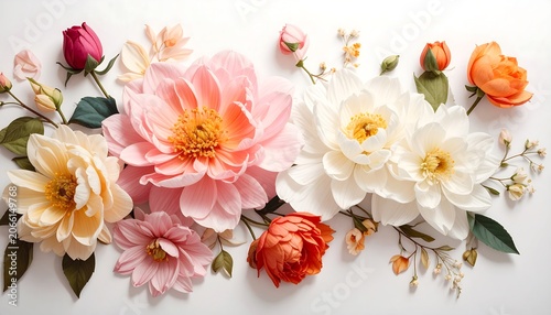 A beautiful arrangement of colorful flowers on a white background