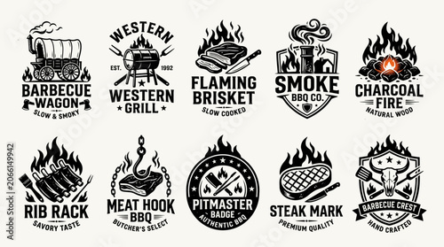 Barbecue grill and cooking logos.