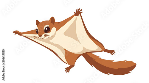 High-energy flying squirrel glides through the air, rendered as a flat vector illustration