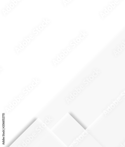 Abstract White Geometric Technology Corner Border with Layered Transparent Triangles and Squares. Modern Minimal Vector Design Featuring Textured White Elements, Dynamic Linear Structure