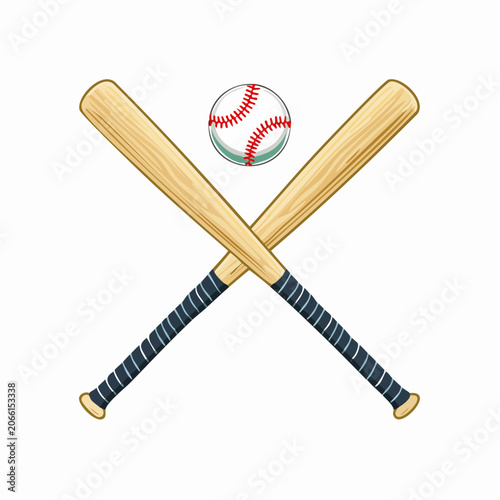 Baseball Bats and Ball Crossed