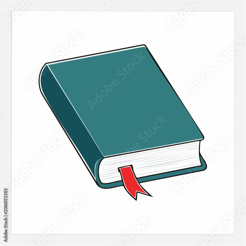 Closed Teal Book with Red Bookmark