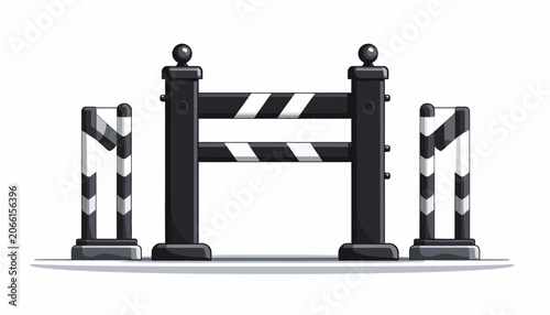 Valokuva Black and white road block barrier.