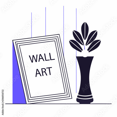 Isolated Black Silhouette Wall Art on White Background – Modern Decorative Vector Design