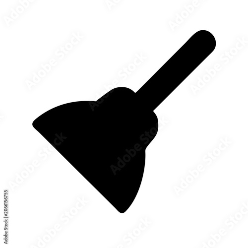 Isolated Black Silhouette of Broom on White Background – Cleaning Tool Vector Illustration