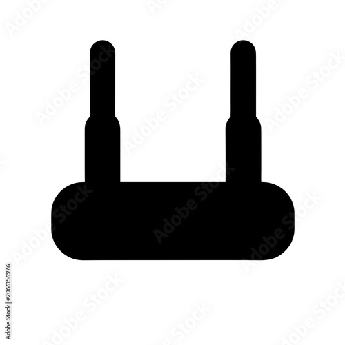Isolated Black Silhouette of Router on White Background – Wireless Network Vector Illustration