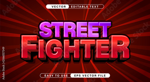 Bold 3D Fighting Tournament Typography with Red Sunburst Backdrop for Game UI Design